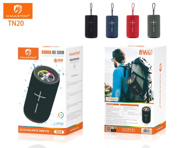 Tn20 Caixa De Som Bluetooth Ipx6 Com Led Rgb Hmaston 7908657603779