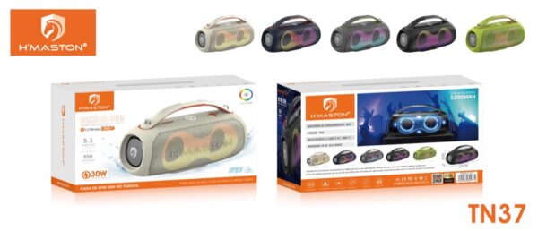 Caixa De Som Bluetooth Sem Fio Hmaston Tn37 7908657607784