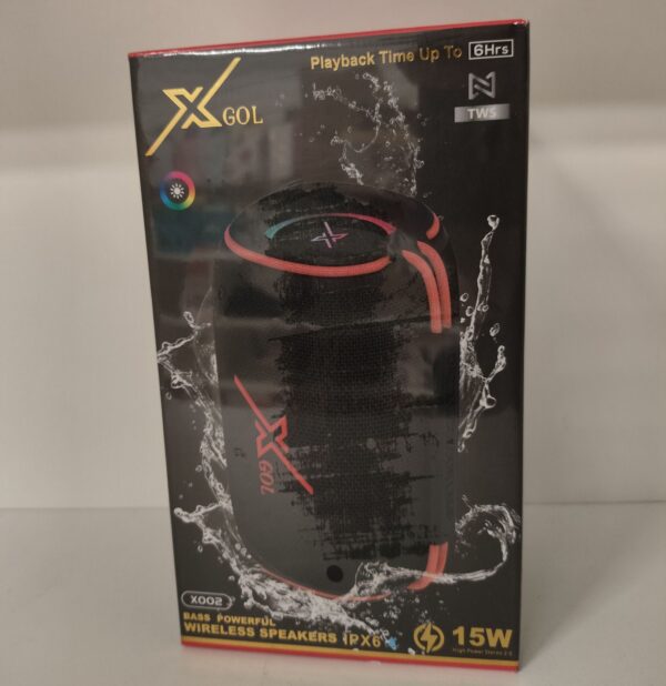 CAIXA DE SOM À PROVA D'ÁGUA COM LUZ RGB 15W XGOL X002