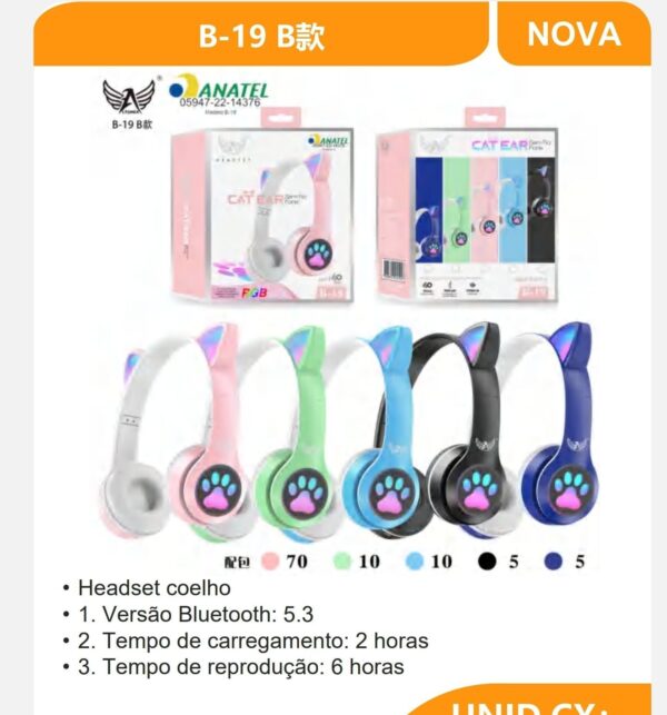 B19 Headfone Catear Sem Fio RGB