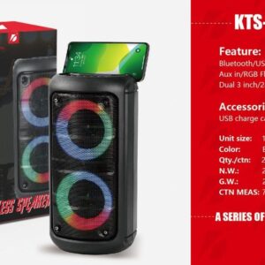 Caixa De Som Com Led 10W Wireless Speaker Kts1296